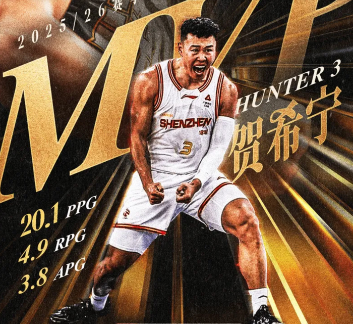 贺希宁荣膺CBA常规赛MVP 深圳队首座奖杯背后的成
